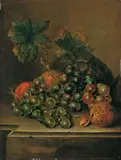 STILLLEBEN MIT FRÜCHTEN UND NÜSSEN. by Adriana Johanna Haanen, Signiert und datiert unten rechts: A. Haanen 1833. Öl auf Holz, sold Nov 2007