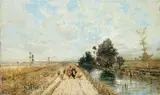 Karl Heffner, LANDSCHAFT MIT SCHÄFERIN UND ANGLER.