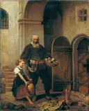 Otto Heyden, DER KERKERMEISTER UND SEINE TOCHTER., Signiert unten links: O. Heyden. Öl auf Leinwand