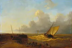 Adrianus David Hilleveld, AUSLAUFENDE SEGELBOOTE BEI STÜRMISCHER SEE., Signiert unten links: A. Hilleveld. Öl auf Holz