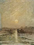 Johann Jungblut, FLUSSLANDSCHAFT IM MONDSCHEIN.