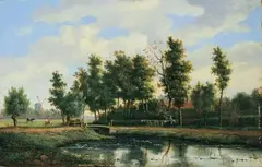 Marinus Adrianus Koekkoek, LANDSCHAFT MIT TEICH., Signiert unten links: M. Koekkoek. Öl auf Holz