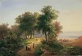 zugeschrieben Marinus Adrianus Koekkoek, LANDSCHAFT MIT WEG AM WALDRAND, Öl auf Holz