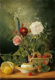 Josef Lauer, BLUMENSTILLLEBEN., Signiert unten rechts: J. Laur. Öl auf Holz