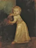 Franz von Lenbach, MARION, DIE TOCHTER DES KÜNSTLERS, MIT IHREM HÜNDCHEN.