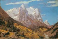 ZUGSPITZE UND KRAMER IM LOISACHTAL. by Johann Wilhelm Lindlar, Signiert unten links: J. W. Lindlar. Öl auf Papier, auf Karton aufgezogen, sold Nov 2007