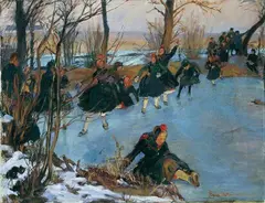 Franz Martin Lünstroth, SCHWÄLMER AUF DEM EIS., Signiert unten rechts, zum Teil verwaschen: Franz Martin Lüns(...). Öl auf Leinwand