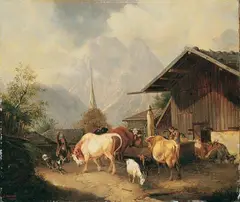 Wilhelm Melchior, DORFTRÄNKE., Signiert unten links: W. Melchior München. Öl auf Leinwand