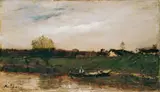 Mihály Munkácsy, FRANZÖSISCHE LANDSCHAFT., Signiert unten links: Munkacsy. Öl auf Leinwand