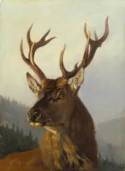 Otto Recknagel, KAPITALER KRONENHIRSCH., Signiert und datiert unten links: Otto Recknagel 1875. Öl auf Leinwand (doubliert)