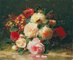 Jean-Baptiste Robie, BLUMENSTILLLEBEN., Signiert unten rechts: J. Robie. Öl auf Holz