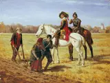 Werner Schuch, ZWEI REITER DES DREISSIGJÄHRIGEN KRIEGES UND BAUERN., Signiert und datiert unten links: Werner Schuch. 1881. Öl auf Leinwand (doubliert)