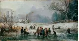 Adolf Stademann, WINTERLANDSCHAFT MIT EISLÄUFERN., Signiert unten links: Ad. Stademan. Öl auf Holz