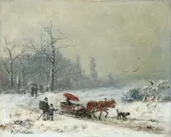 Adolf Stademann, WINTERLANDSCHAFT., Signiert unten links: A. Stademann. Öl auf Leinwand
