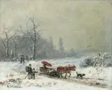 Adolf Stademann, WINTERLANDSCHAFT., Signiert unten links: A. Stademann. Öl auf Leinwand