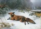 Ludwig Voltz, EIN FLÜCHTENDER FUCHS., Signiert und datiert unten links: LGVoltz 1861. Öl auf Leinwand