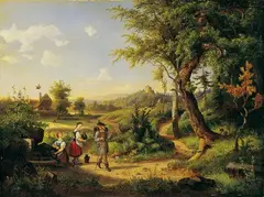 Eduard von Weeber, DER WANDERER., Signiert unten rechts: de Weeber fecit. Öl auf Karton