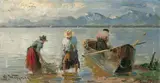 Josef Wopfner, CHIEMSEEFISCHER BEI DER ARBEIT.
