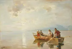 Josef Wopfner, CHIEMSEEFISCHER., Signiert unten links: J. Wopfner. Öl auf Leinwand