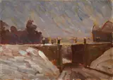 Viadukt by Willi Baumeister, Öl auf Karton, sold Jun 2007