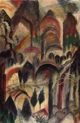 Albert Bloch, Gebirgstunnel, Öl auf Leinwand