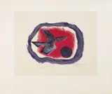 Georges Braque, Oiseau sur fond carmin (Oiseau XIV), Original-Farbradierung (Aquatinta) auf Rives-Velin