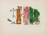 Marc Chagall, Paysage aux Isbas, Original-Farblithographie auf Arches-Velin