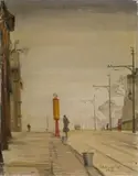 Theo Champion, Abschüssige Straße, Öl auf feiner Leinwand