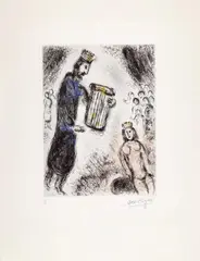 David et Bethsabée by Marc Chagall, Original-Farbradierung (Ätzung und Aquatinta) auf Velin, sold Jun 2007
