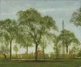 Theo Champion, Landstraße im Frühling, Öl auf über eine Holzplatte gespannter dünner Leinwand