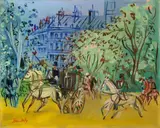 Jean Dufy, Calèche et cavaliers, Öl auf Leinwand