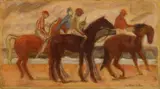 Reiterszene am Strand by Hans von Faber du Faur, Öl über Bleistiftvorzeichnung auf Karton, sold Jun 2007