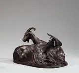 Römische Ziegen by August Gaul, Bronzeplastik. Höhe 27 cm. Auf mitgegossener ovaler Bronzeplinthe (, sold Jun 2007