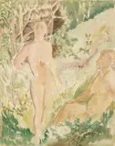Im Sommer by Erich Heckel, Aquarell über braun-violetter Kreidevorzeichnung auf elfenbeinfarbenem Bütten, sold Jun 2007