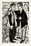 Die Freunde (Müller und Scherer) by Ernst Ludwig Kirchner, Original-Holzschnitt auf Japan, sold Jun 2007