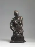 Max Klinger, Kassandra-Büste, Bronzeplastik. Höhe 25,9 cm, auf weißgeädertem schwarzen Marmorsockel (