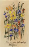 Else Lasker-Schüler, Blumen die Freundschaft schlossen, Pastell- und Ölkreiden auf sehr dünnem elfenbeinfarbenen Papier