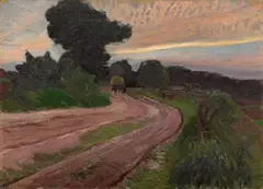 Abendstimmung bei Worpswede by Fritz Mackensen, Öl auf Karton auf Leinwand aufgezogen, sold Jun 2007