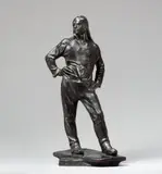 Constantin Meunier, Le Débardeur du Port d'Anvers, Bronzeplastik. Höhe 47,5 cm. Auf einer mitgegossenen zweiteiligen Bronzeplinthe (