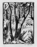 Otto Mueller, Waldlandschaft mit kleinen Figuren (2), Original-Lithographie auf dünnem glatten Velin