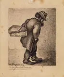 Wilhelm Morgner, Der Handelsmann, Tuschfederzeichnung (Darstellung