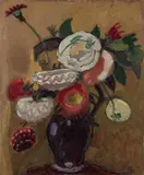 Gabriele Münter, Blumenstilleben, Öl auf Karton