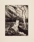 Emil Nolde, Brandung, Original-Radierung (Strich- und Tonätzung) auf schwerem festen Velin