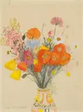 Blumenstrauß mit Klatschmohn by Max Peiffer Watenphul, Aquarell über leichter Bleistiftvorzeichnung auf elfenbeinfarbenem Bütten von Hahnemühle, sold Jun 2007