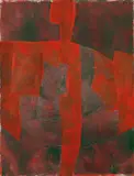Serge Poliakoff, Composition abstraite (Rouge-Vert), Gouache auf beige getöntem Bütten mit Wasserzeichen "CANSON & MONTGOLFIER FRANCE"