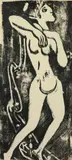 Tänzerin (Ägyptische Tänzerin) by Christian Rohlfs, Original-Linolschnitt, monotypieartig eingefärbt, auf glattem gelblichen Velin, Darstellungs- bzw. Blattgröße, sold Jun 2007