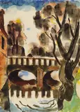 Brücke by Karl Schmidt-Rottluff, Aquarell und Tuschpinsel auf Velin, sold Jun 2007
