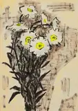Die weißen Blumen by Karl Schmidt-Rottluff, Aquarell über Tuschpinselzeichnung auf Aquarellpapier, sold Jun 2007