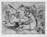 Karl Schmidt-Rottluff, Mädchen im Wald, Original-Kupferstich, mit Ton gedruckt, auf festem Velin