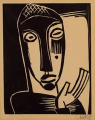 Große Prophetin by Karl Schmidt-Rottluff, Original-Holzschnitt auf Bütten mit Wasserzeichen "PERFECTA", sold Jun 2007